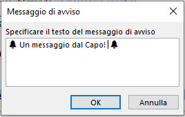Testo messaggio di alert avviso Outlook Testo messaggio di alert avviso Outlook