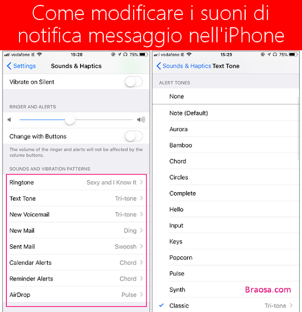 COME MODIFICARE I SUONI DI NOTIFICA MESSAGGIO SULL'IPHONE
