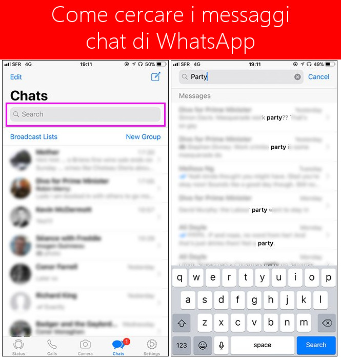 Come cercare i messaggi chat di WhatsApp