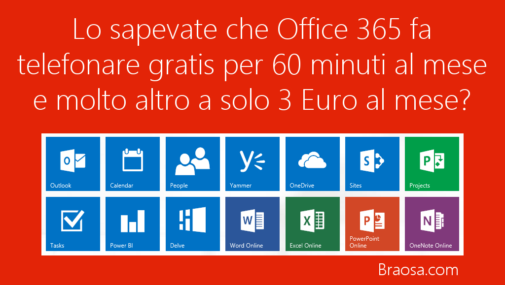 Microsoft Office 360 Home fa telefonare 60 minuti al mese a solo 3 euro Microsoft Office 360 Home fa telefonare 60 minuti al mese a solo 3 euro