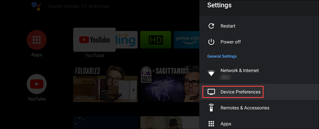 Impostazioni preferenze dispositivo TV Android Impostazioni preferenze dispositivo TV Android