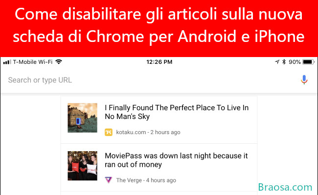Come disabilitare gli articoli sulla nuova scheda di Chrome per Android e iPhone