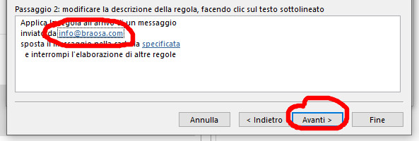 Regole messaggi in arrivo Regole messaggi in arrivo