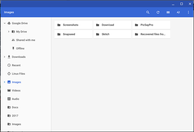 file memorizzati da Android nelle immagini come file manager di Chrome OS