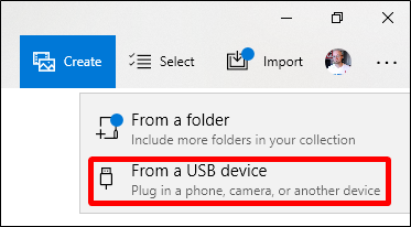 importare foto da un dispositivo USB importare foto da un dispositivo USB