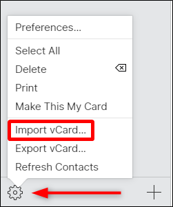 selezionare Importa vCard da icloud selezionare Importa vCard da icloud