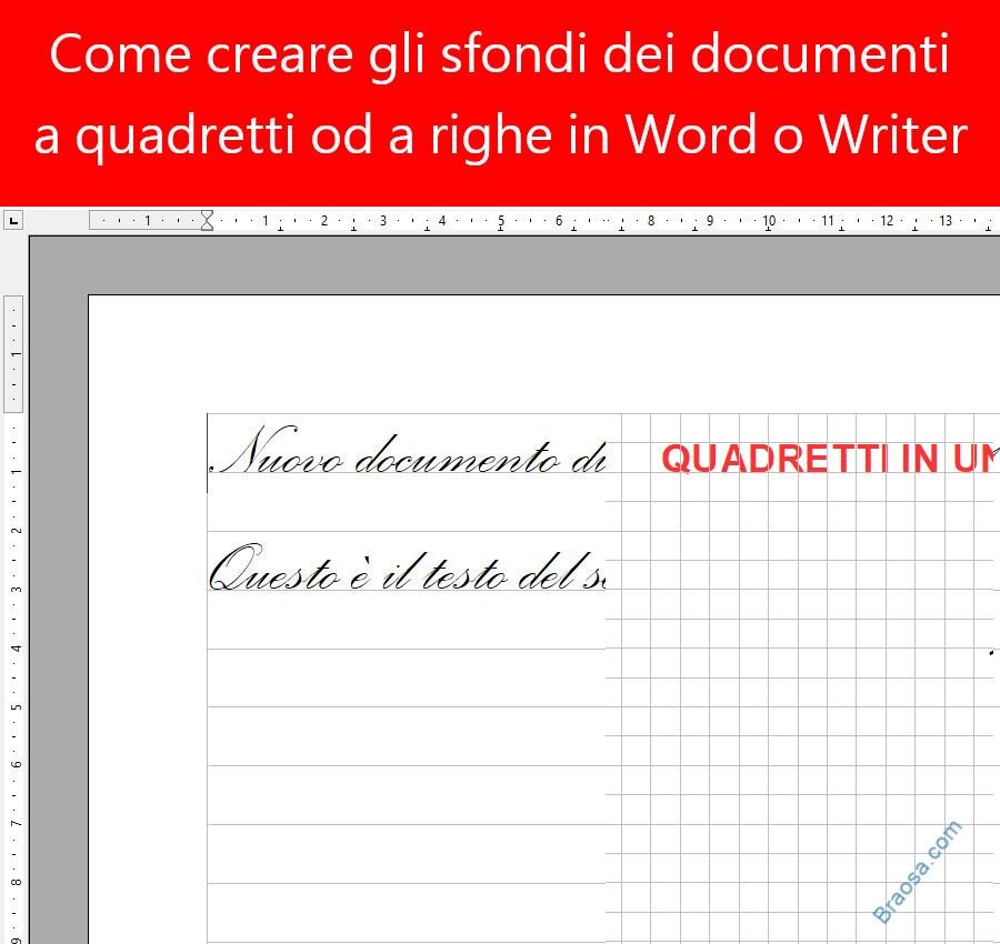 Come creare e inserire uno sfondo a quadretti o a righe in un foglio di testo Word o Writer Come creare e inserire uno sfondo a quadretti o a righe in un foglio di testo Word o Writer