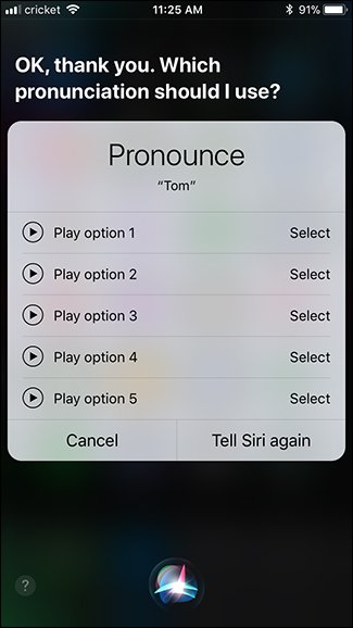 selezione della pronuncia migliore dei contatti in Siri selezione della pronuncia migliore dei contatti in Siri
