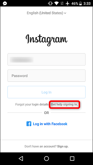 Ripristina la password dall'app di Instagram Ripristina la password dall'app di Instagram