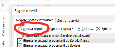Nuova regola posta Outlook Nuova regola posta Outlook