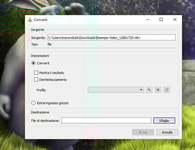 converti e salva dal menu di VLC converti e salva dal menu di VLC