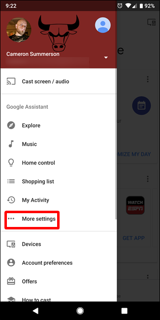 Selezionare altre impostazioni Google Home Selezionare altre impostazioni Google Home