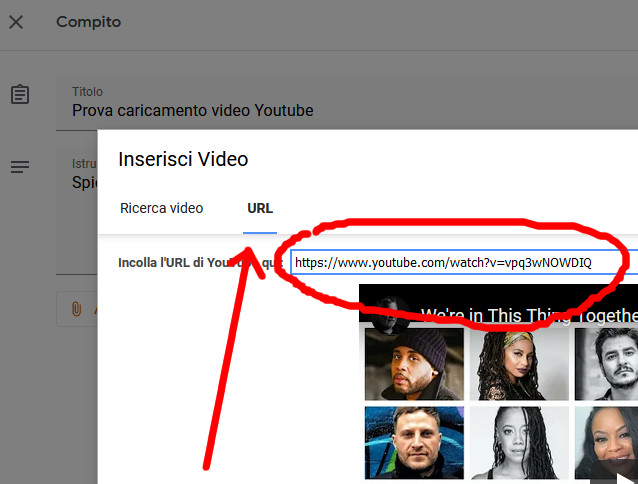 Collegamento video Youtube su Google Classroom