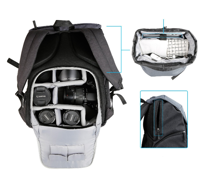 Zaino borsa per fotocamera e obiettivi Zaino borsa per fotocamera e obiettivi