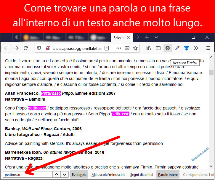 Come trovare una parola o una frase all'interno di un testo pubblicato in rete Come trovare una parola o una frase all'interno di un testo pubblicato in rete