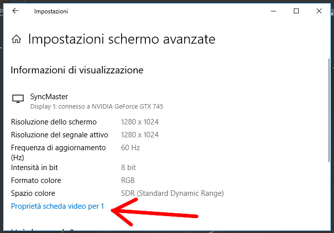 Scelta del monitor da modificare Scelta del monitor da modificare