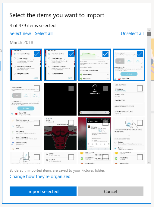 selezione delle foto che desideri importare nel PC selezione delle foto che desideri importare nel PC