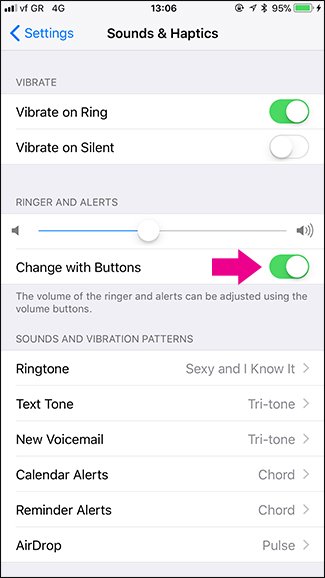 Cambio della suoneria nell'iphone con il bottone cambio Cambio della suoneria nell'iphone con il bottone cambio
