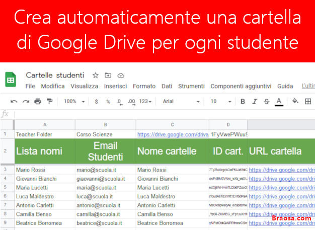 Come creare le cartelle di ogni studente in Google Drive in modo automatico all'interno della cartella dell'insegnante. Come creare le cartelle di ogni studente in Google Drive in modo automatico all'interno della cartella dell'insegnante.