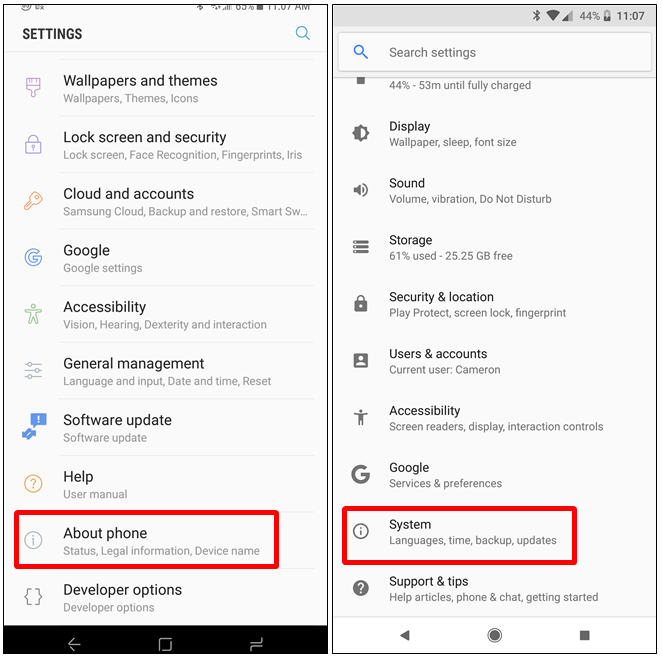 Informazioni sul dispositivo Android