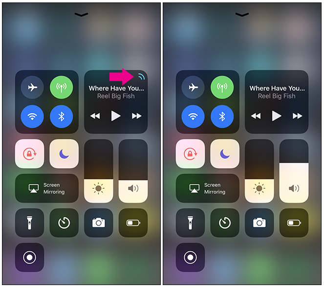 Control Center per modificare rapidamente il dispositivo a cui è collegato il tuo iPhone