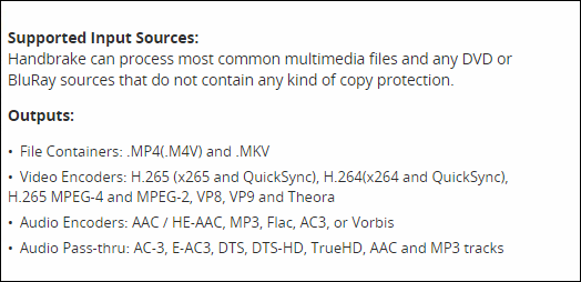 formati video supportati da Handbrake formati video supportati da Handbrake