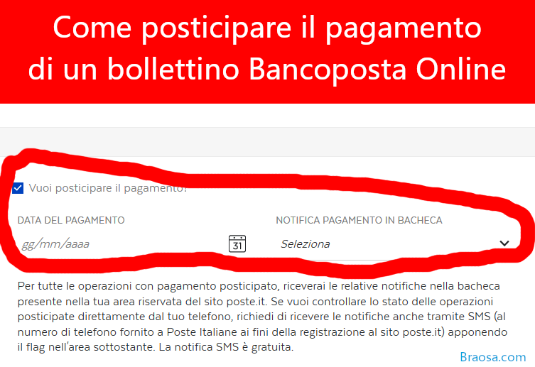 Come posticipare il pagamento di un bollettino postale bancoposta online