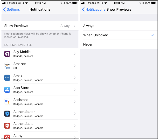 Come nascondere le anteprime di notifica per tutte le applicazioni nell iPhone Come nascondere le anteprime di notifica per tutte le applicazioni nell iPhone