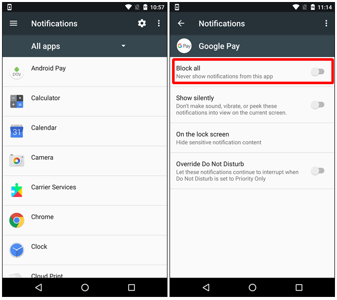 disattivare completamente le notifiche di un'app Android