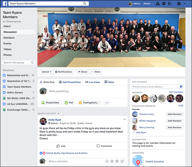 Gestione di squadre e club facebook