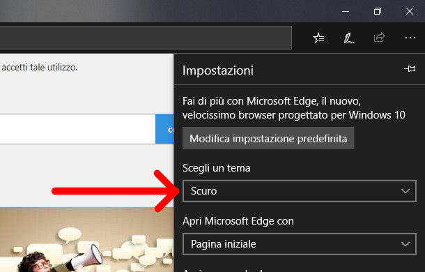 Colore tema scuro in Edge Colore tema scuro in Edge
