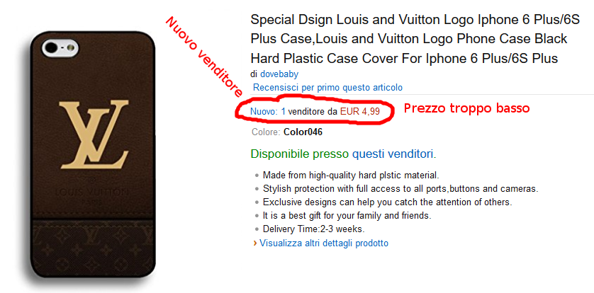 Custodia falsa Iphone Louis Vitto su Amazon Custodia falsa Iphone Louis Vitto su Amazon