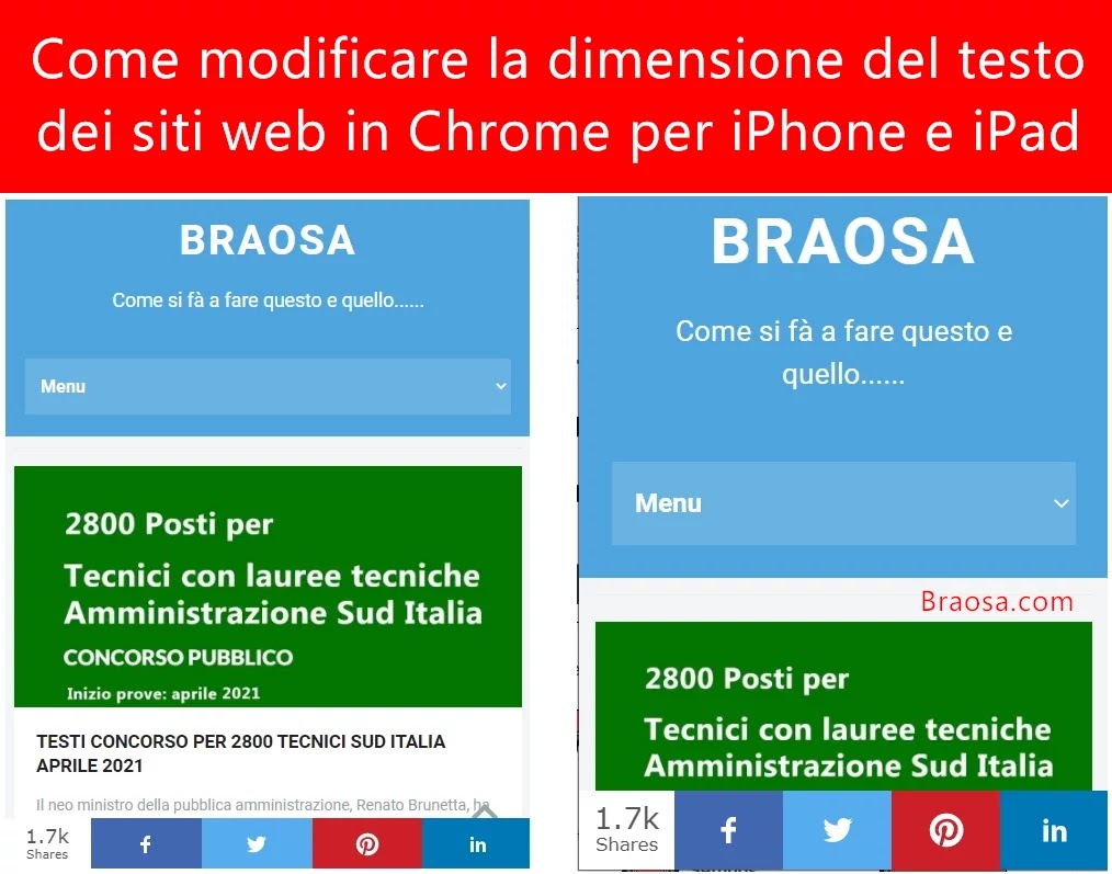 Come modificare la dimensione del testo nei siti Web in Chrome per iPhone e iPad