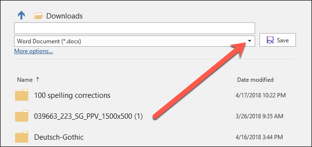 selezionare PDF dal menu a discesa Word selezionare PDF dal menu a discesa Word