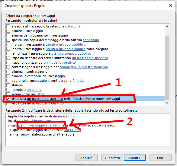 Selezione messaggio specifico Outlook Selezione messaggio specifico Outlook