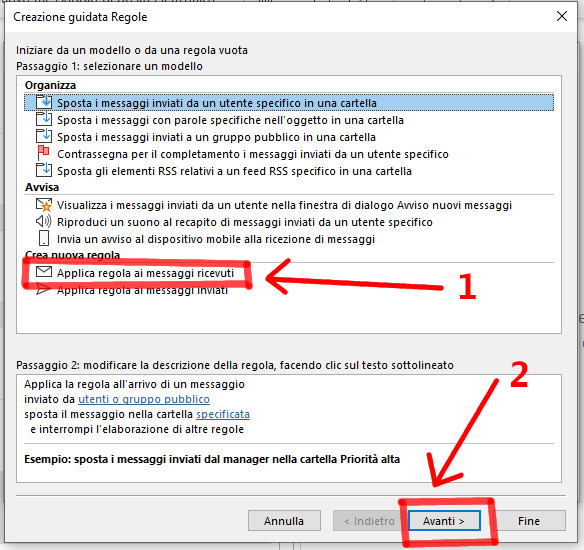 Creazione guidata posta Outlook Creazione guidata posta Outlook