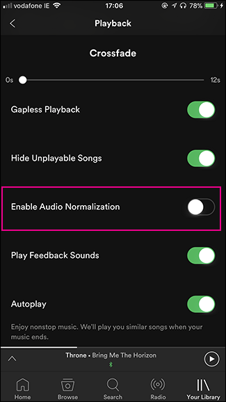 Disattivare l'opzione Abilita normalizzazione audio in Spotify Disattivare l'opzione Abilita normalizzazione audio in Spotify