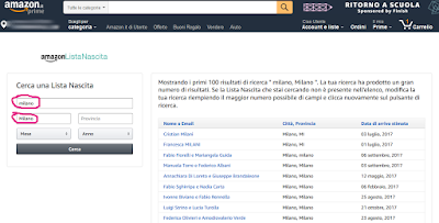 Cercare una Lista Nascita su Amazon Cercare una Lista Nascita su Amazon