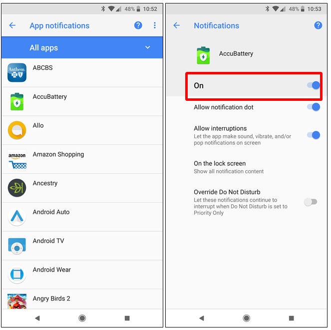 disabilita completamente tutte le notifiche