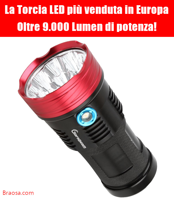 La torcia a LED più potente in circolazione con oltre 10 mila lumen di luminosità. La torcia a LED più potente in circolazione con oltre 10 mila lumen di luminosità.