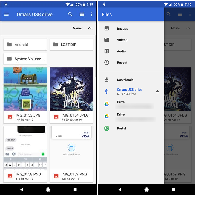 formattare correttamente l'unità usb collegata al telefono Android