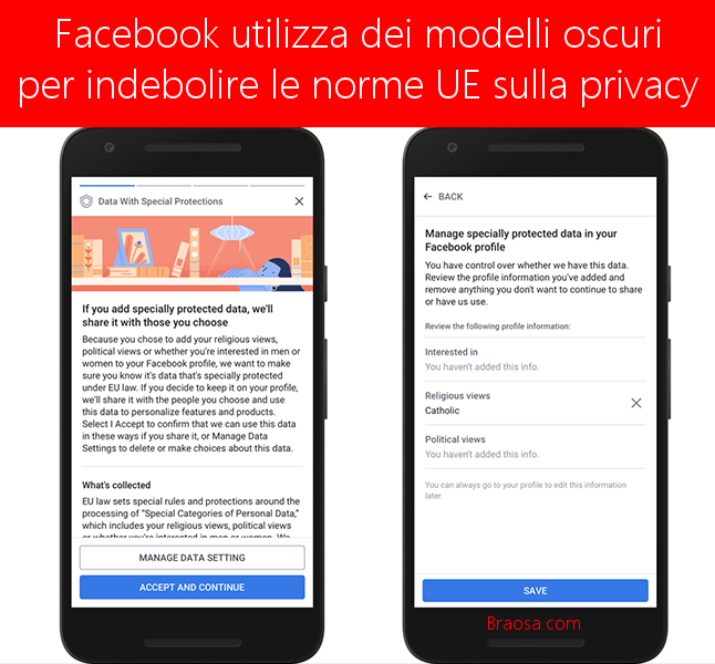 Facebook usa dei black pattern per minare le norme europee sulla privacy Facebook usa dei black pattern per minare le norme europee sulla privacy