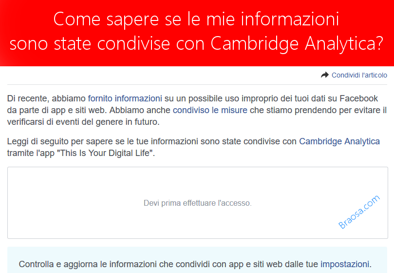 Come conoscere se le mie informazioni personali sono state condivise con Cambridge Analytica Come conoscere se le mie informazioni personali sono state condivise con Cambridge Analytica