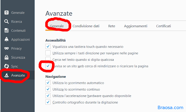 come eliminare refresh corriere firefox