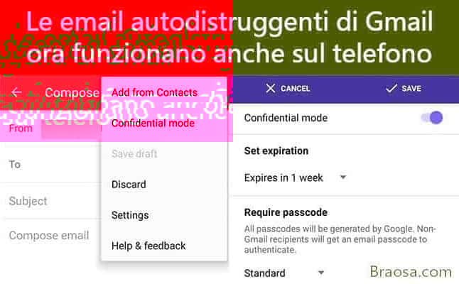 Le email autodistruggenti di Gmail ora funzionano sul tuo telefono