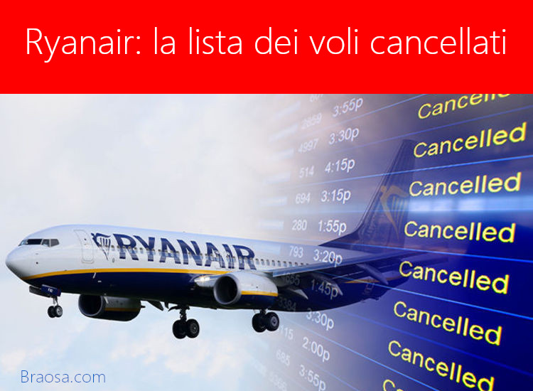 Tutti i voli Ryanair cancellati nel mese di luglio 2018 Tutti i voli Ryanair cancellati nel mese di luglio 2018