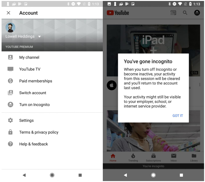Come attivare la modalità di navigazione in incognito su YouTube Come attivare la modalità di navigazione in incognito su YouTube
