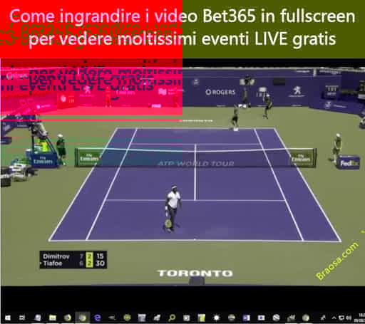 Come ingrandire i video Bet365 delle dirette sportive