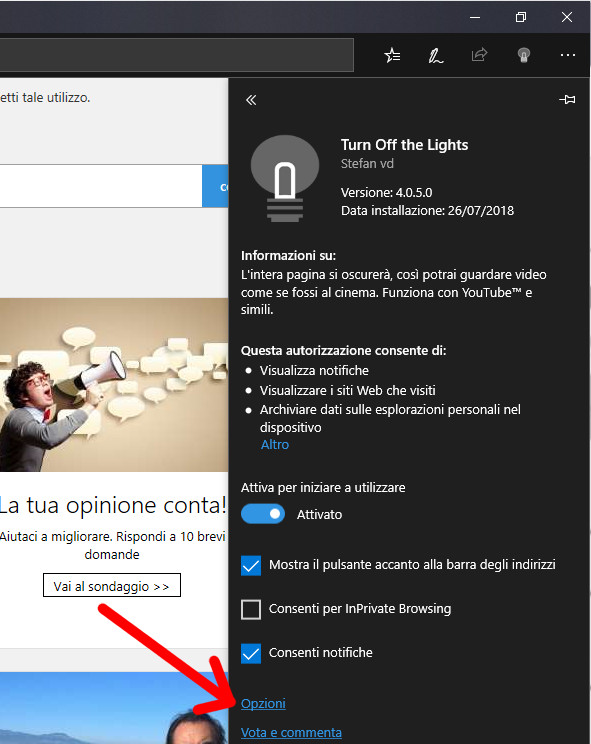 Estenzione Turn Off the Lights per Edge Estenzione Turn Off the Lights per Edge