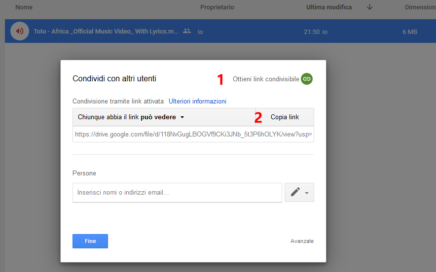 Link condivisione file audio Google Drive Link condivisione file audio Google Drive